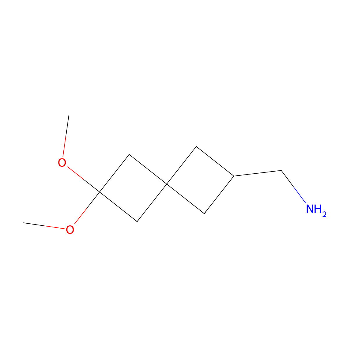 (6,6-Dimethoxyspiro(3.3)heptan-2-yl)methanamine molecular structure, CAS 2248286-86-2