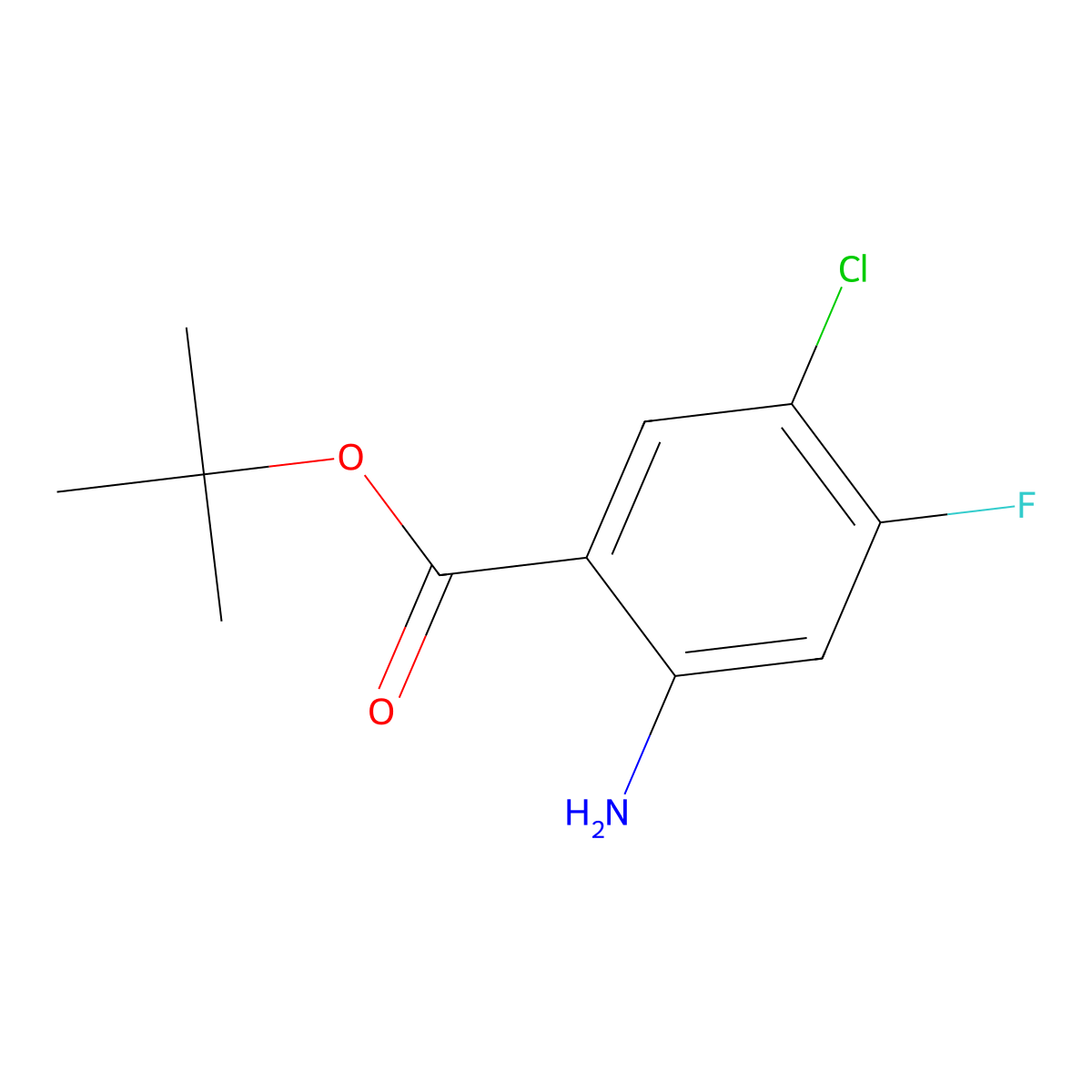 Tert-butyl 2-amino-5-chloro-4-fluorobenzoate molecular structure, CAS 2248287-37-6