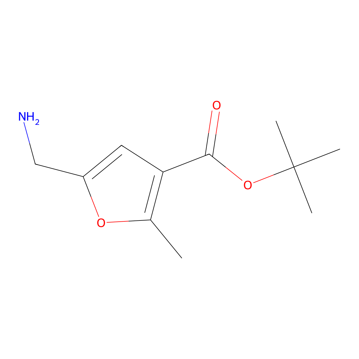 Tert-butyl 5-(aminomethyl)-2-methylfuran-3-carboxylate molecular structure, CAS 2248287-39-8