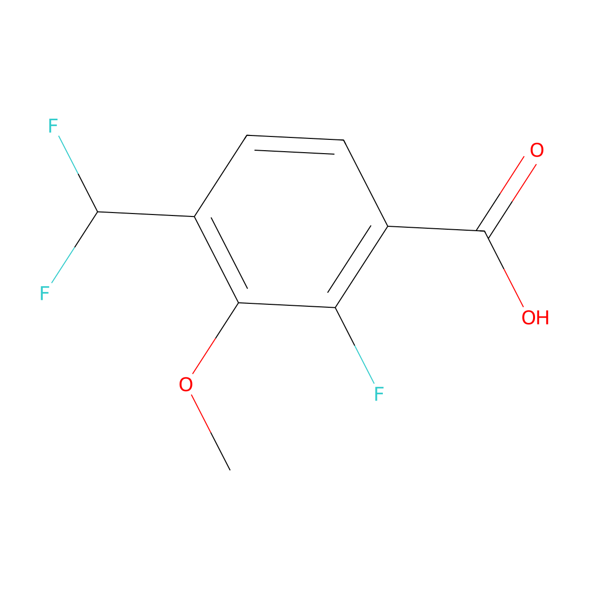 4-(Difluoromethyl)-2-fluoro-3-methoxybenzoic acid molecular structure, CAS 2248288-72-2