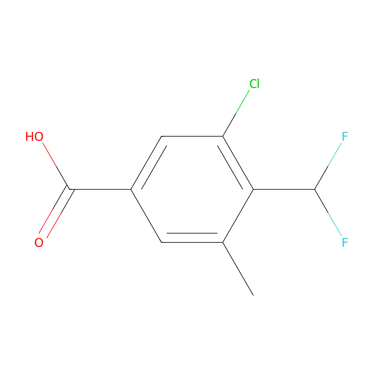 3-Chloro-4-(difluoromethyl)-5-methylbenzoic acid molecular structure, CAS 2248288-95-9