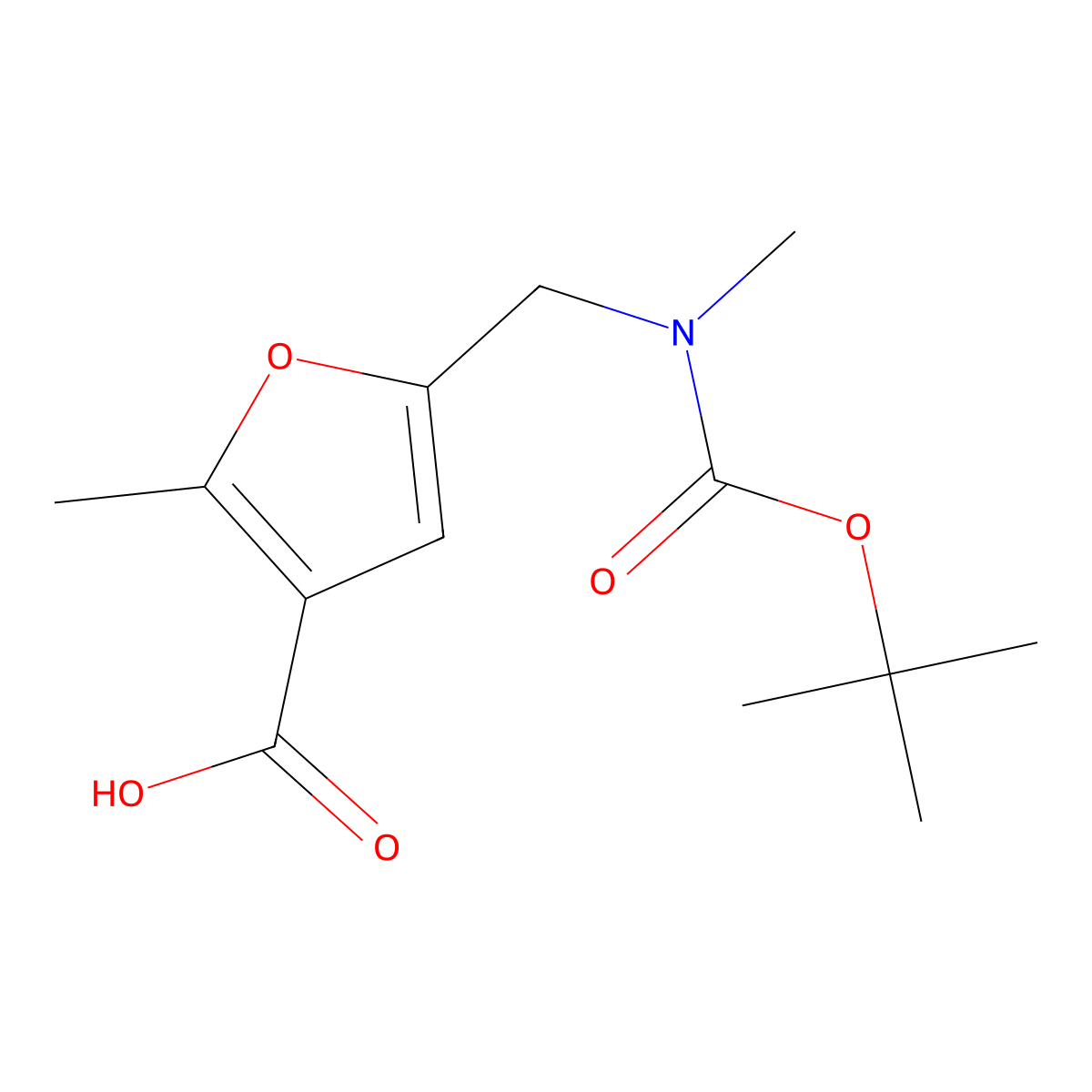 5-({[(Tert-butoxy)carbonyl](methyl)amino}methyl)-2-methylfuran-3-carboxylic acid molecular structure, CAS 2248289-03-2