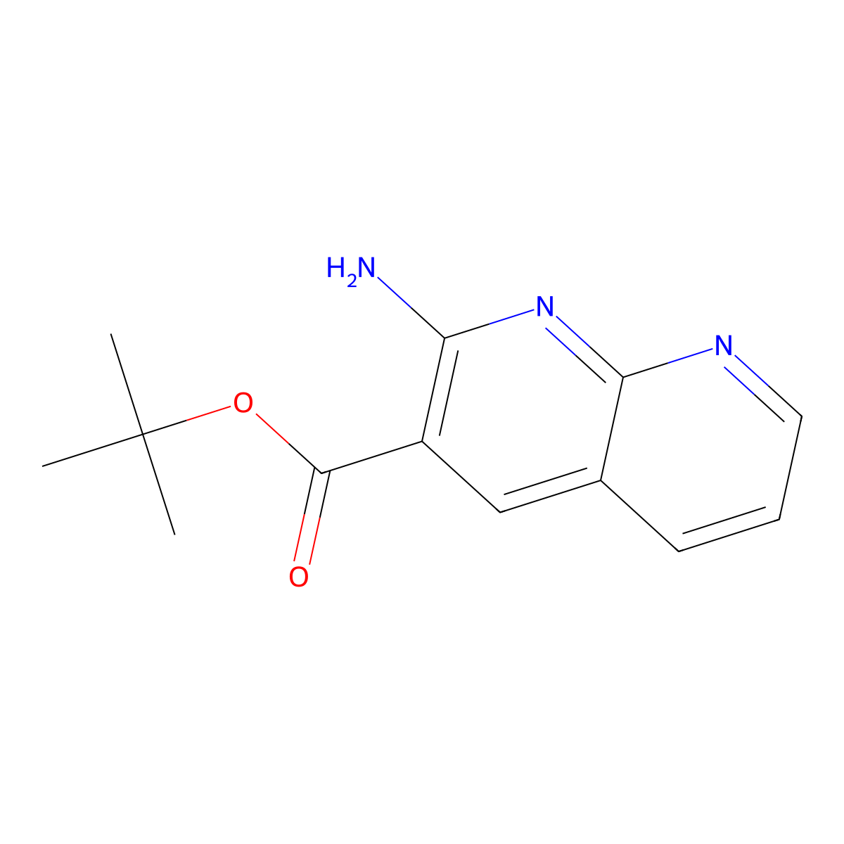 Tert-butyl 2-amino-1,8-naphthyridine-3-carboxylate molecular structure, CAS 2248289-14-5