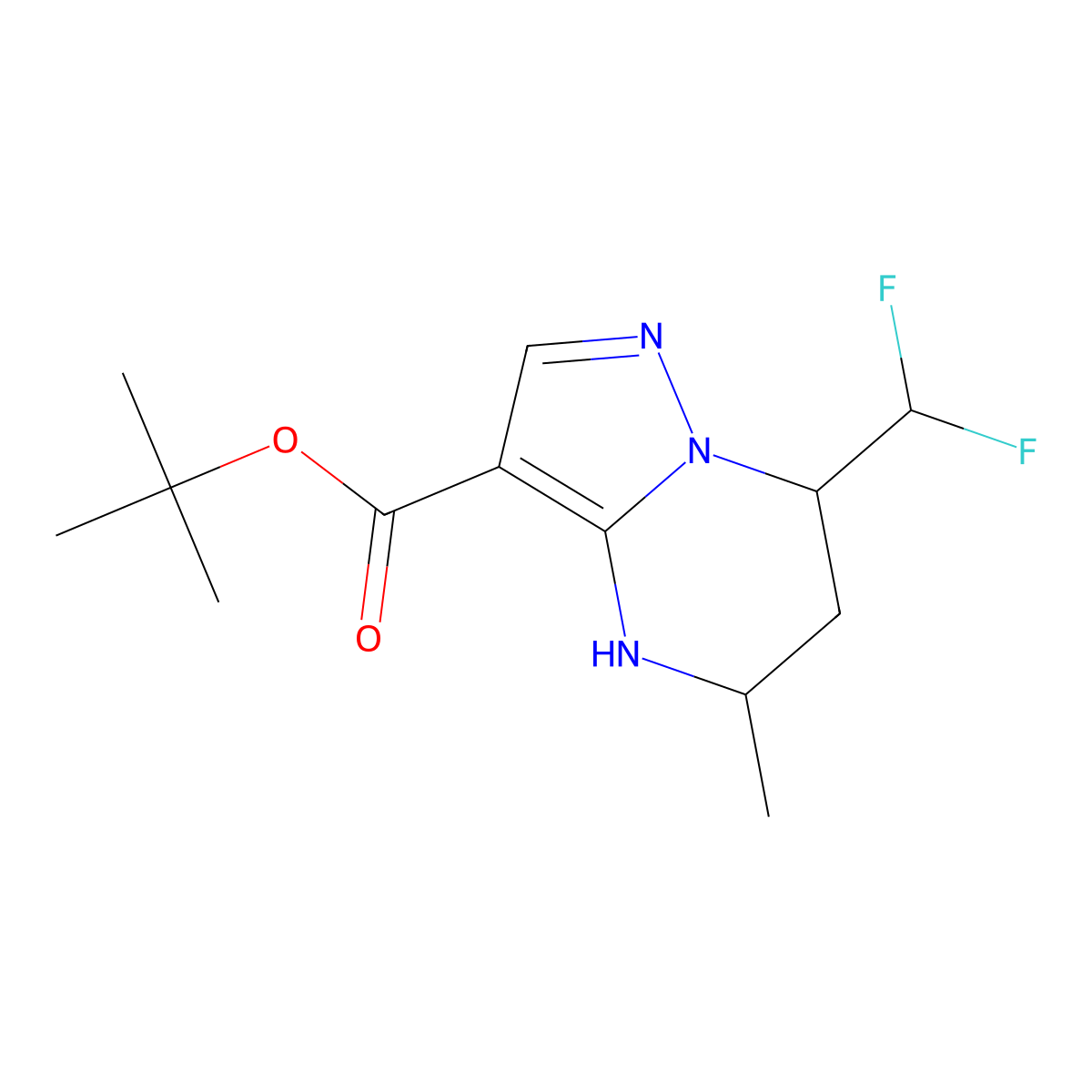 rac-tert-butyl (5R,7R)-7-(difluoromethyl)-5-methyl-4H,5H,6H,7H-pyrazolo[1,5-a]pyrimidine-3-carboxylate molecular structure, CAS 2248289-22-5