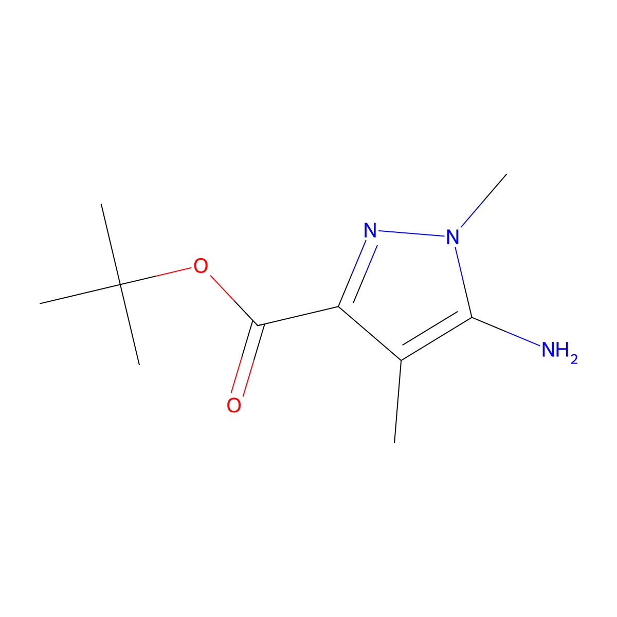 tert-butyl 5-amino-1,4-dimethyl-1H-pyrazole-3-carboxylate molecular structure, CAS 2248289-93-0