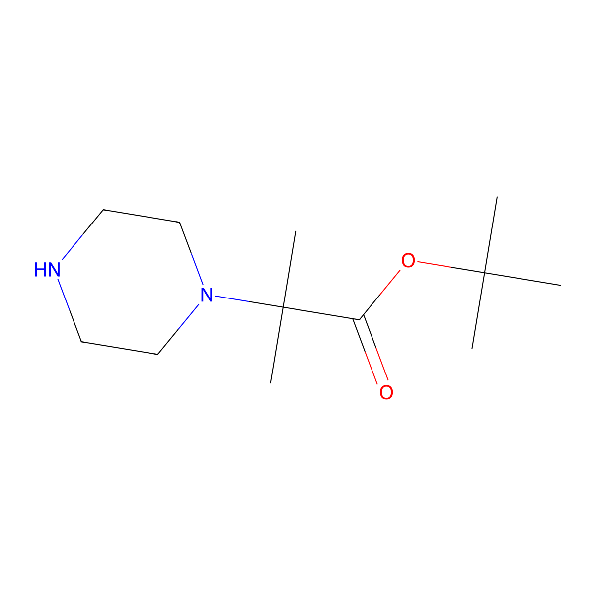 Tert-butyl 2-methyl-2-(piperazin-1-yl)propanoate molecular structure, CAS 2248290-37-9
