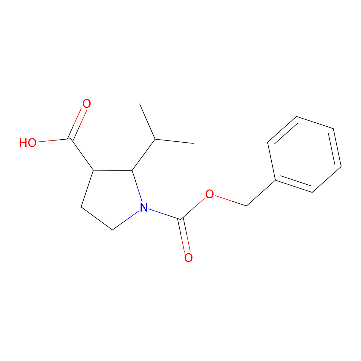 (2R,3R)-1-benzyloxycarbonyl-2-isopropyl-pyrrolidine-3-carboxylic acid molecular structure, CAS 2248290-69-7