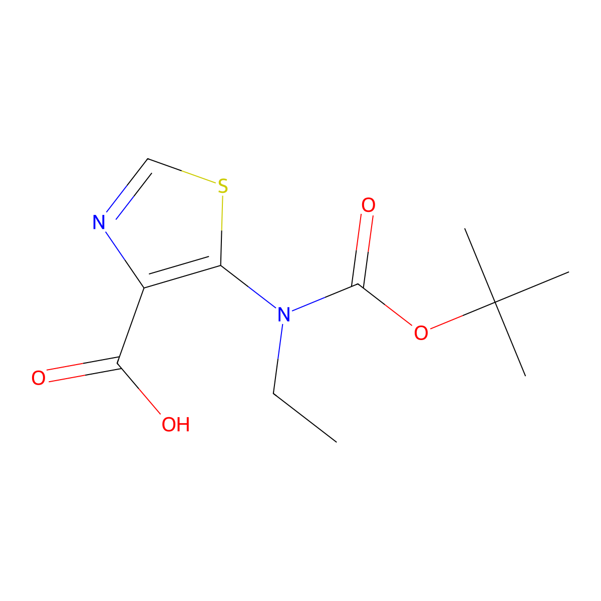 5-{[(Tert-butoxy)carbonyl](ethyl)amino}-1,3-thiazole-4-carboxylic acid molecular structure, CAS 2248290-75-5