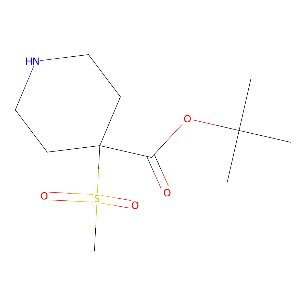 Tert-butyl 4-methanesulfonylpiperidine-4-carboxylate molecular structure, CAS 2248290-86-8