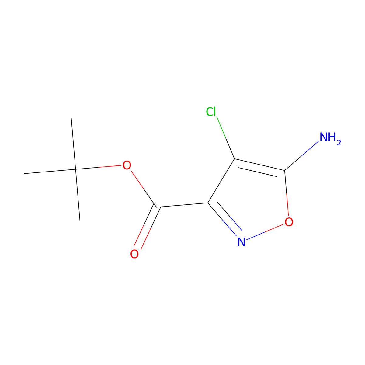 Tert-butyl 5-amino-4-chloro-1,2-oxazole-3-carboxylate molecular structure, CAS 2248291-36-1