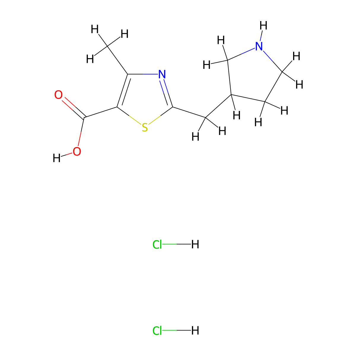 4-Methyl-2-(pyrrolidin-3-ylmethyl)-1,3-thiazole-5-carboxylic acid;dihydrochloride molecular structure, CAS 2248291-74-7