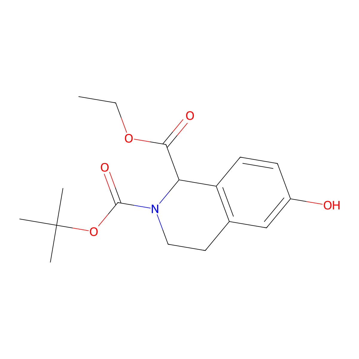 2-O-Tert-butyl 1-O-ethyl (1S)-6-hydroxy-3,4-dihydro-1H-isoquinoline-1,2-dicarboxylate molecular structure, CAS 2248291-80-5