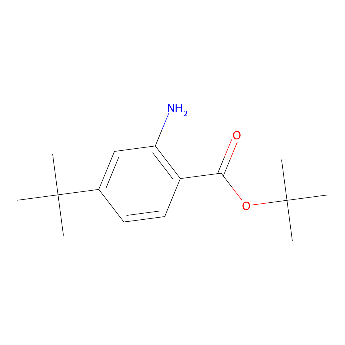 Tert-butyl 2-amino-4-tert-butylbenzoate molecular structure, CAS 2248292-38-6