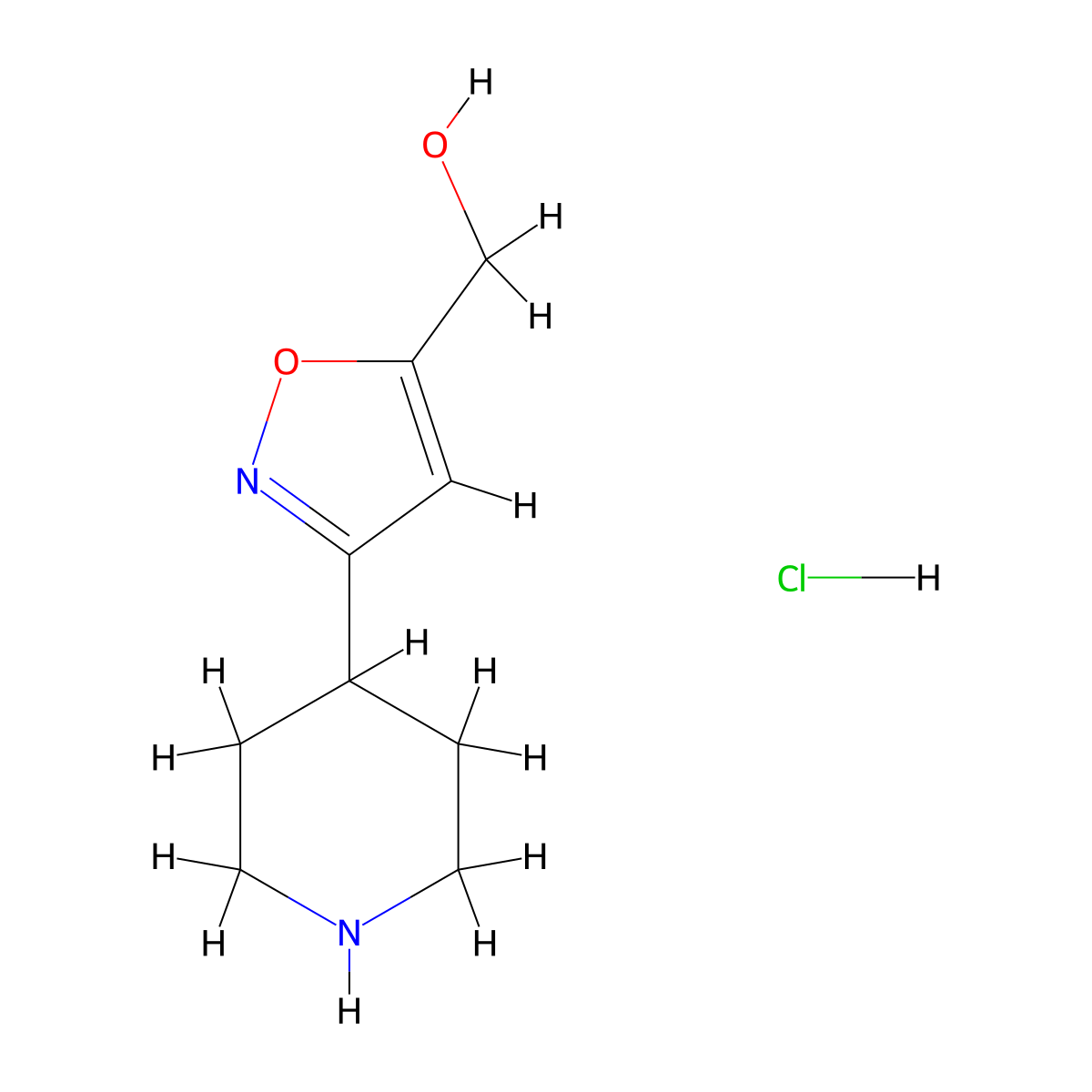 (3-(Piperidin-4-yl)-1,2-oxazol-5-yl)methanol hydrochloride molecular structure, CAS 2248292-73-9