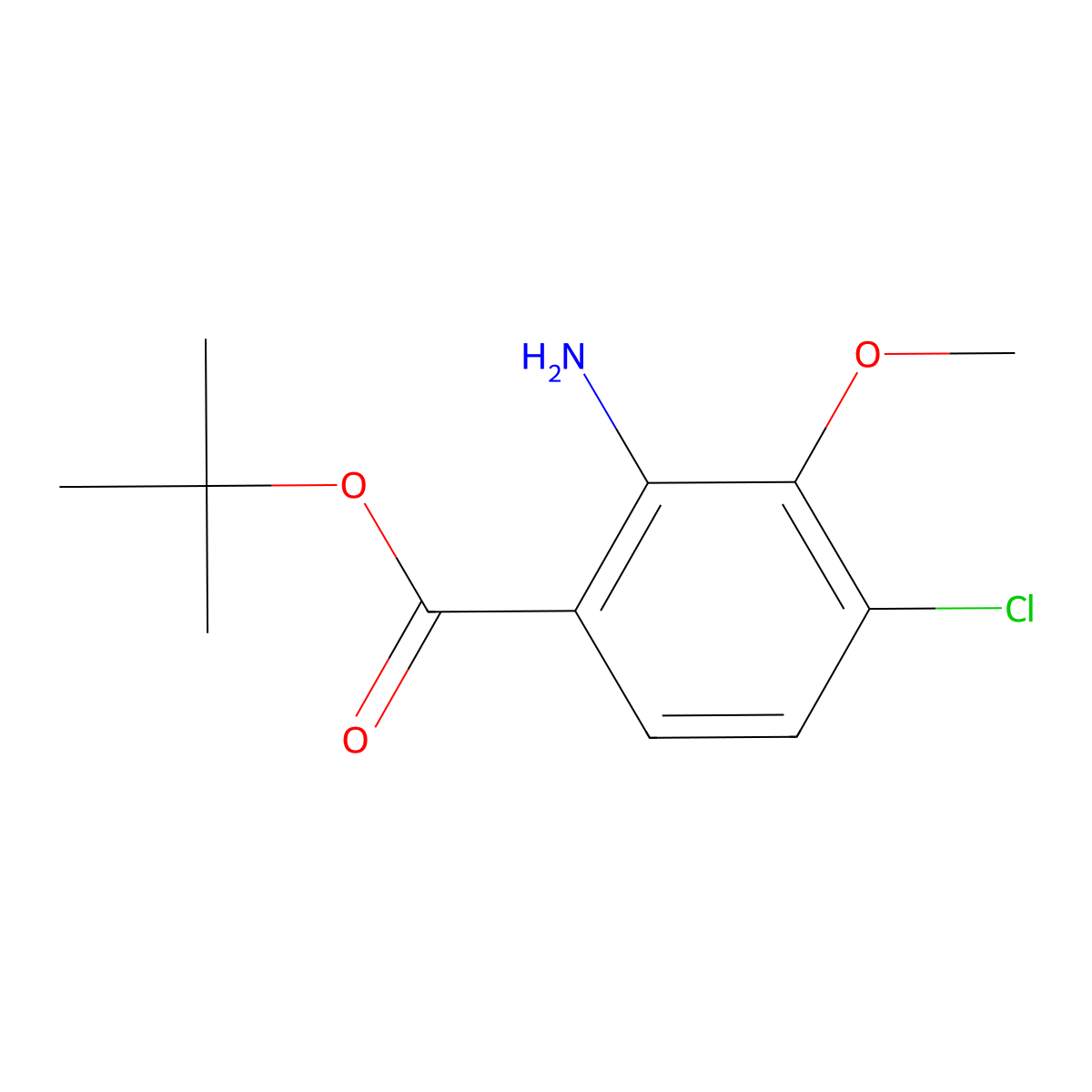 Tert-butyl 2-amino-4-chloro-3-methoxybenzoate molecular structure, CAS 2248293-13-0