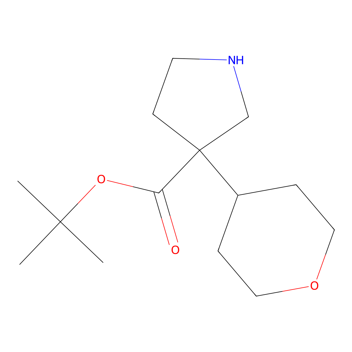 Tert-butyl 3-(oxan-4-yl)pyrrolidine-3-carboxylate molecular structure, CAS 2248294-03-1