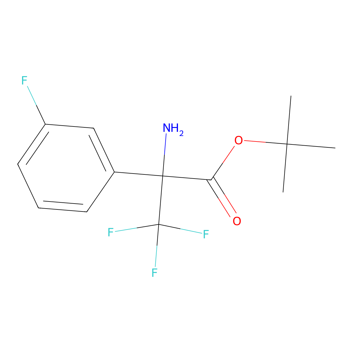 Tert-butyl 2-amino-3,3,3-trifluoro-2-(3-fluorophenyl)propanoate molecular structure, CAS 2248294-22-4