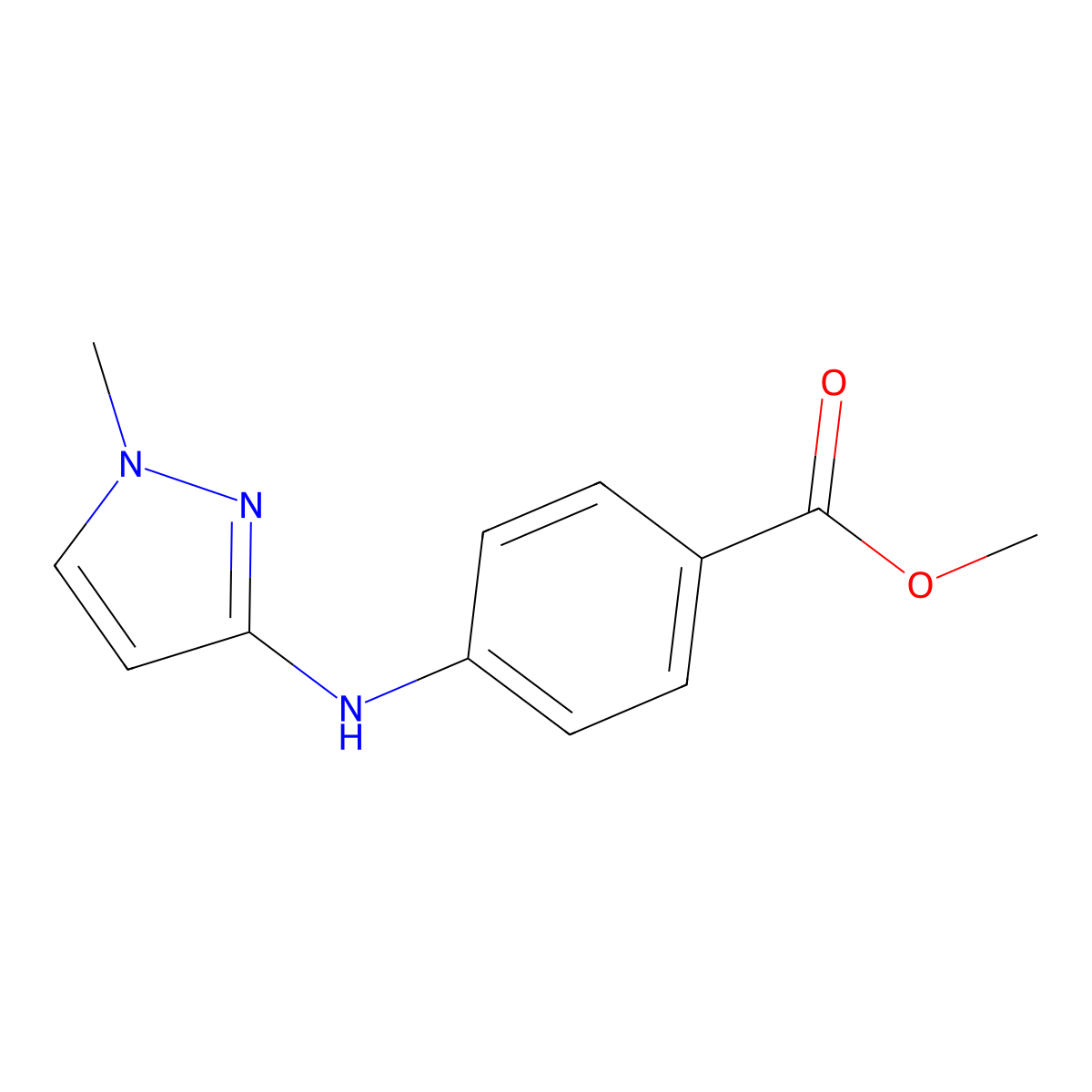 methyl 4-[(1-methyl-1H-pyrazol-3-yl)amino]benzoate molecular structure, CAS 2248294-27-9
