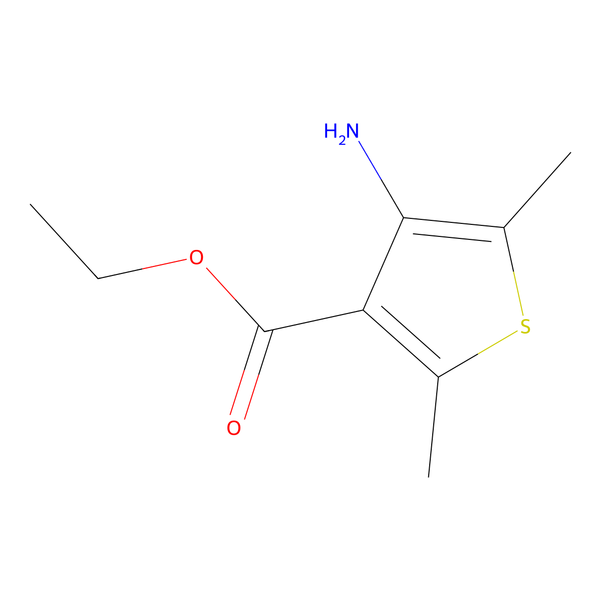 Ethyl 4-amino-2,5-dimethylthiophene-3-carboxylate molecular structure, CAS 2248294-78-0