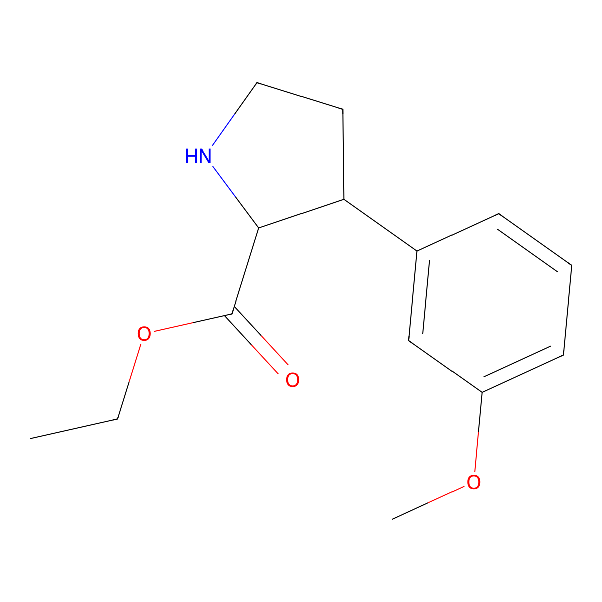 rac-ethyl (2R,3S)-3-(3-methoxyphenyl)pyrrolidine-2-carboxylate molecular structure, CAS 2248295-57-8