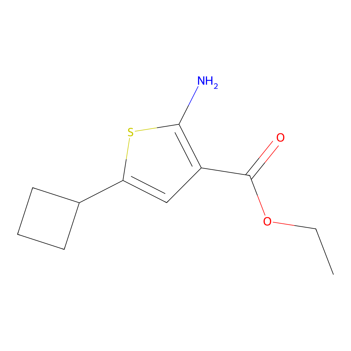 Ethyl 2-amino-5-cyclobutylthiophene-3-carboxylate molecular structure, CAS 2248295-90-9