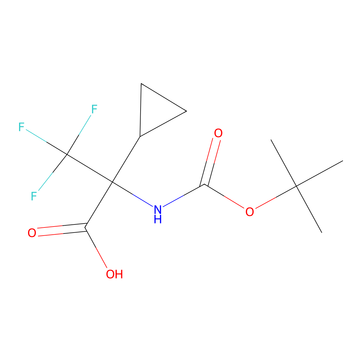 2-{[(Tert-butoxy)carbonyl]amino}-2-cyclopropyl-3,3,3-trifluoropropanoic acid molecular structure, CAS 2248296-37-7