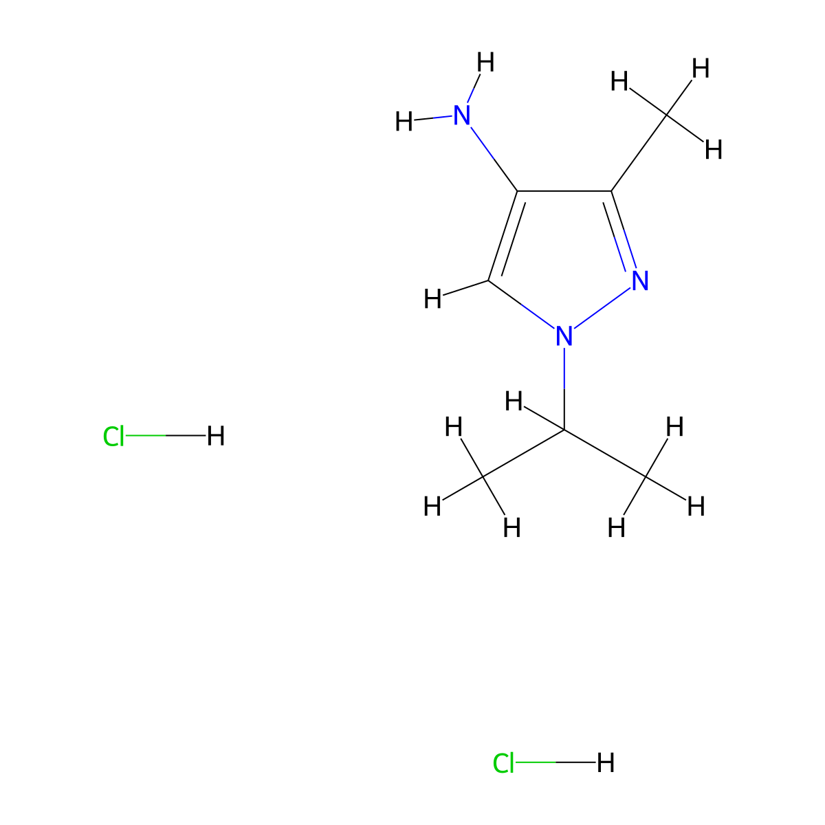 3-methyl-1-(propan-2-yl)-1H-pyrazol-4-amine dihydrochloride molecular structure, CAS 2248296-54-8