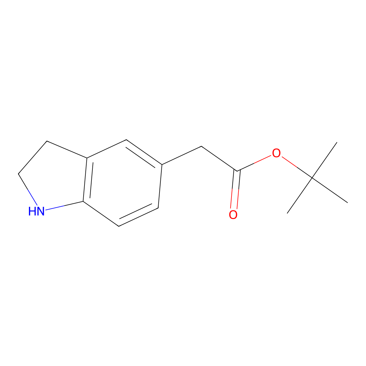Tert-butyl 2-(2,3-dihydro-1H-indol-5-yl)acetate molecular structure, CAS 2248296-67-3