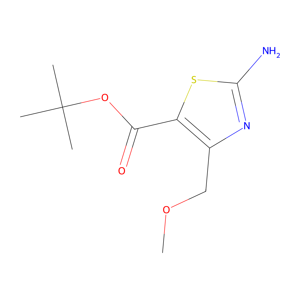 Tert-butyl 2-amino-4-(methoxymethyl)-1,3-thiazole-5-carboxylate molecular structure, CAS 2248296-71-9