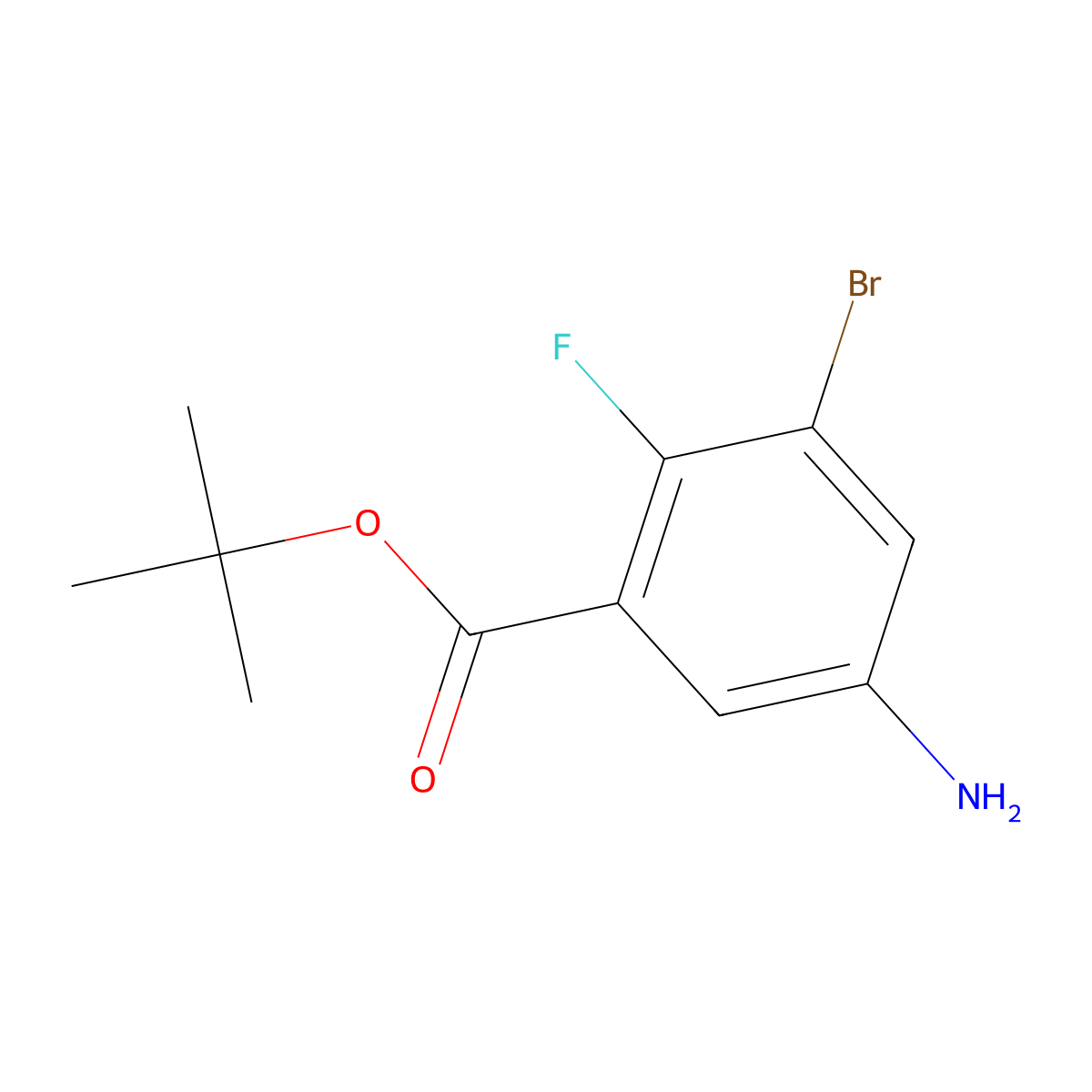 Tert-butyl 5-amino-3-bromo-2-fluorobenzoate molecular structure, CAS 2248296-77-5