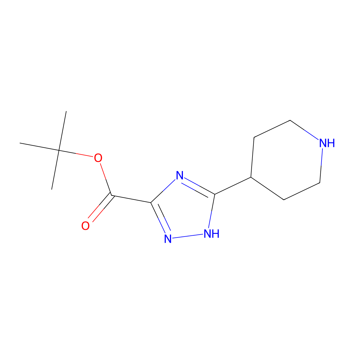 tert-butyl 3-(piperidin-4-yl)-1H-1,2,4-triazole-5-carboxylate molecular structure, CAS 2248297-16-5