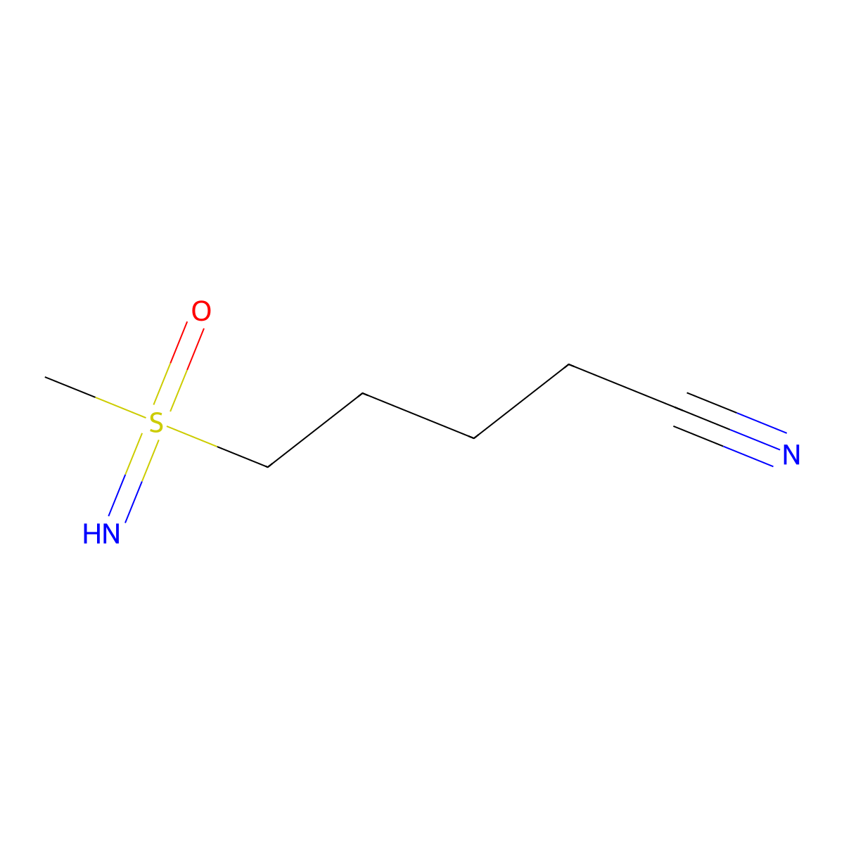 5-[Imino(methyl)oxo-lambda6-sulfanyl]pentanenitrile molecular structure, CAS 2248297-21-2