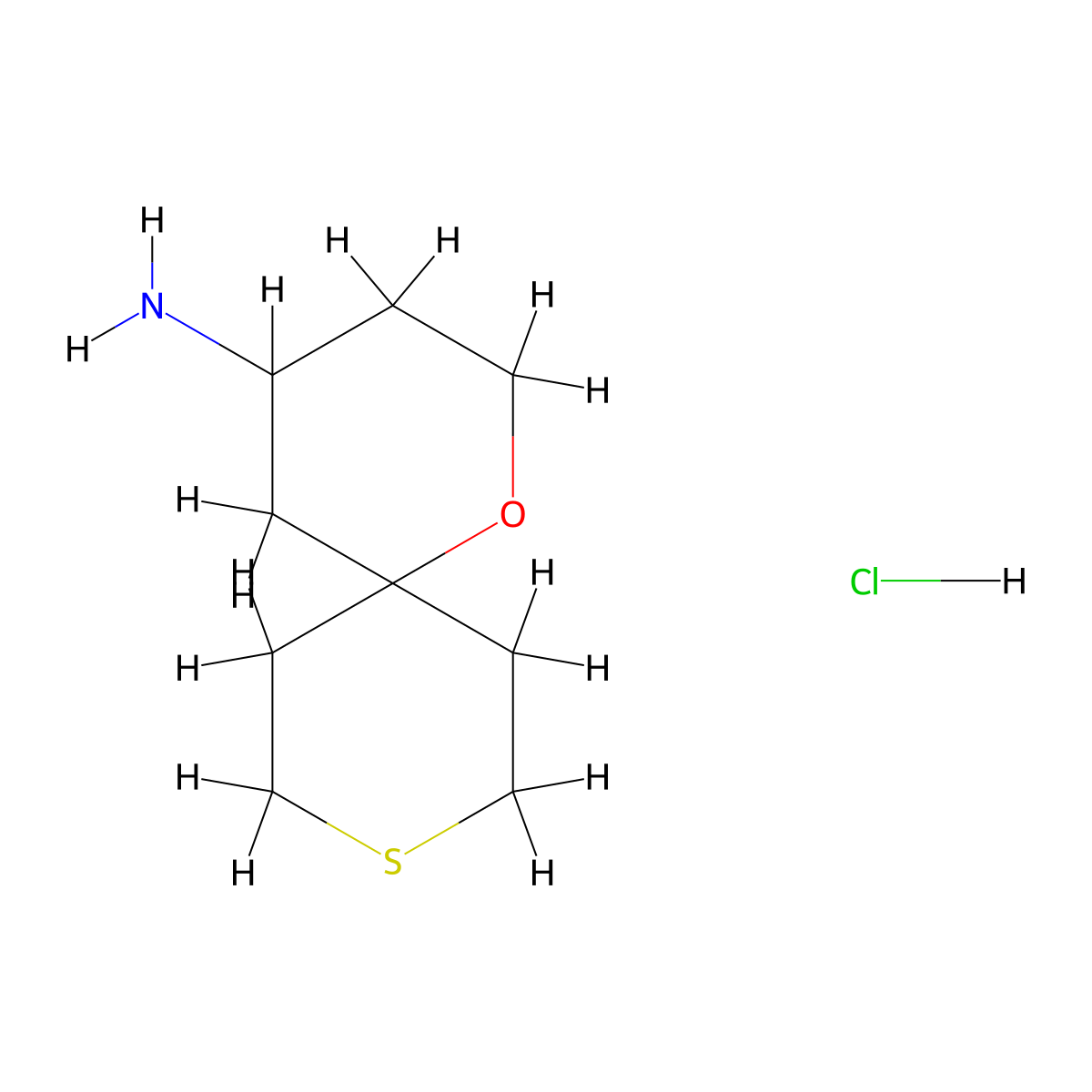 1-Oxa-9-thiaspiro[5.5]undecan-4-amine hydrochloride molecular structure, CAS 2248297-30-3