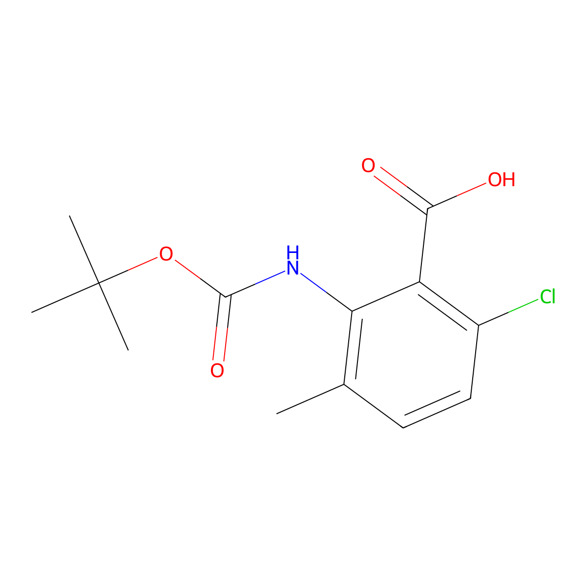 2-{[(Tert-butoxy)carbonyl]amino}-6-chloro-3-methylbenzoic acid molecular structure, CAS 2248297-37-0