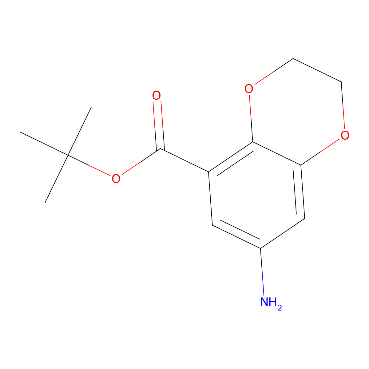 Tert-butyl 7-amino-2,3-dihydro-1,4-benzodioxine-5-carboxylate molecular structure, CAS 2248297-55-2