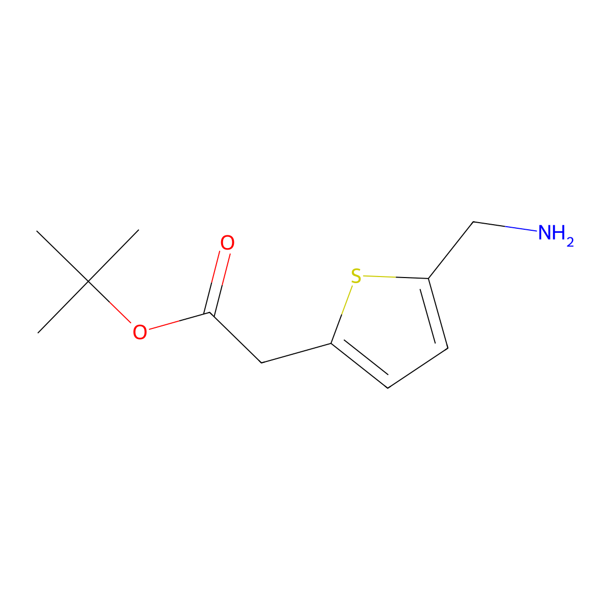 Tert-butyl 2-[5-(aminomethyl)thiophen-2-yl]acetate molecular structure, CAS 2248298-36-2