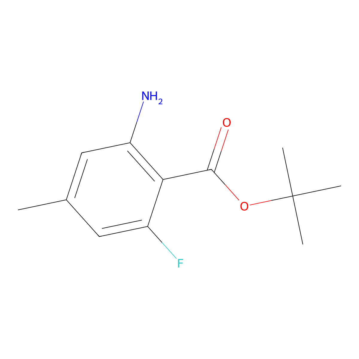 Tert-butyl 2-amino-6-fluoro-4-methylbenzoate molecular structure, CAS 2248298-92-0