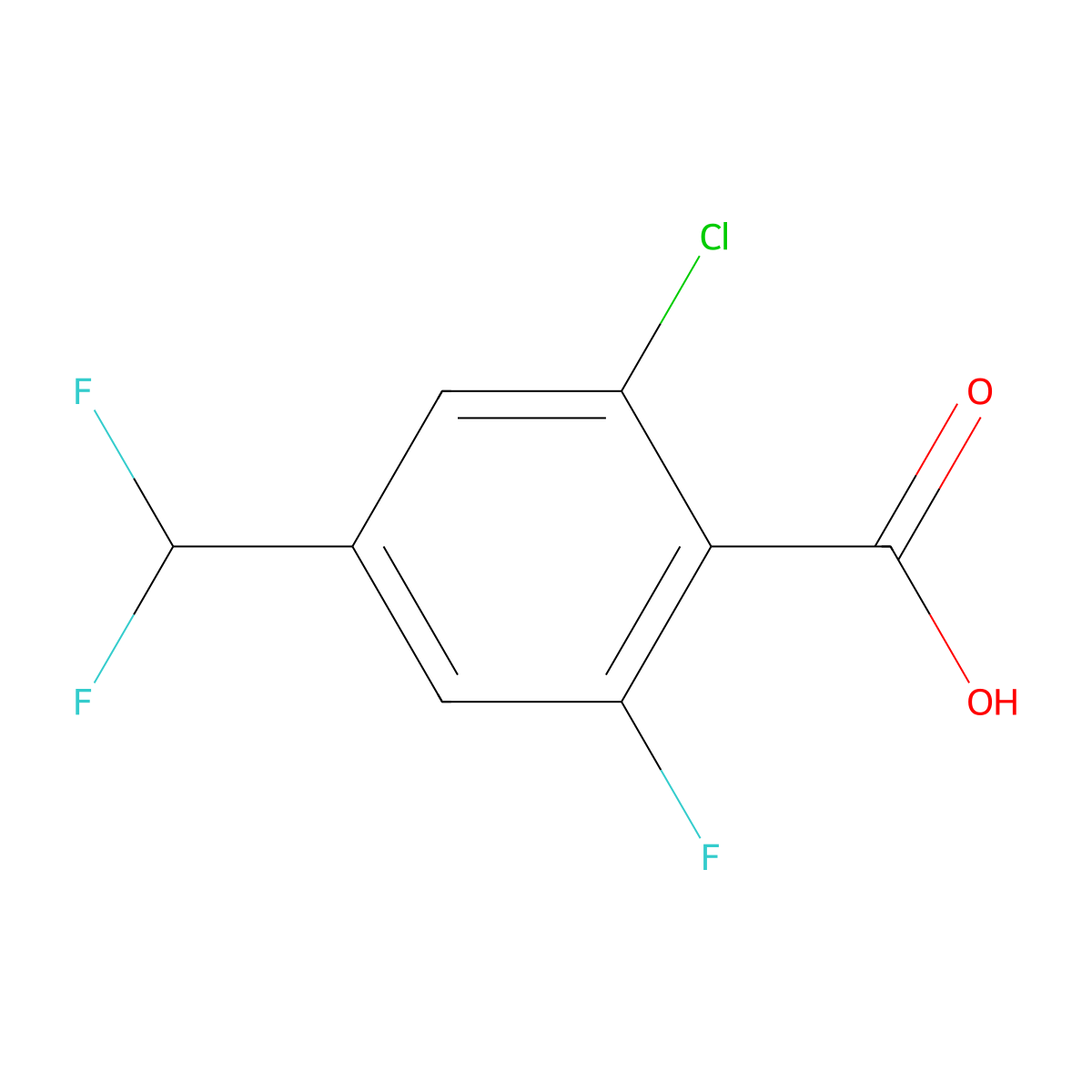 2-Chloro-4-(difluoromethyl)-6-fluorobenzoic acid molecular structure, CAS 2248299-43-4