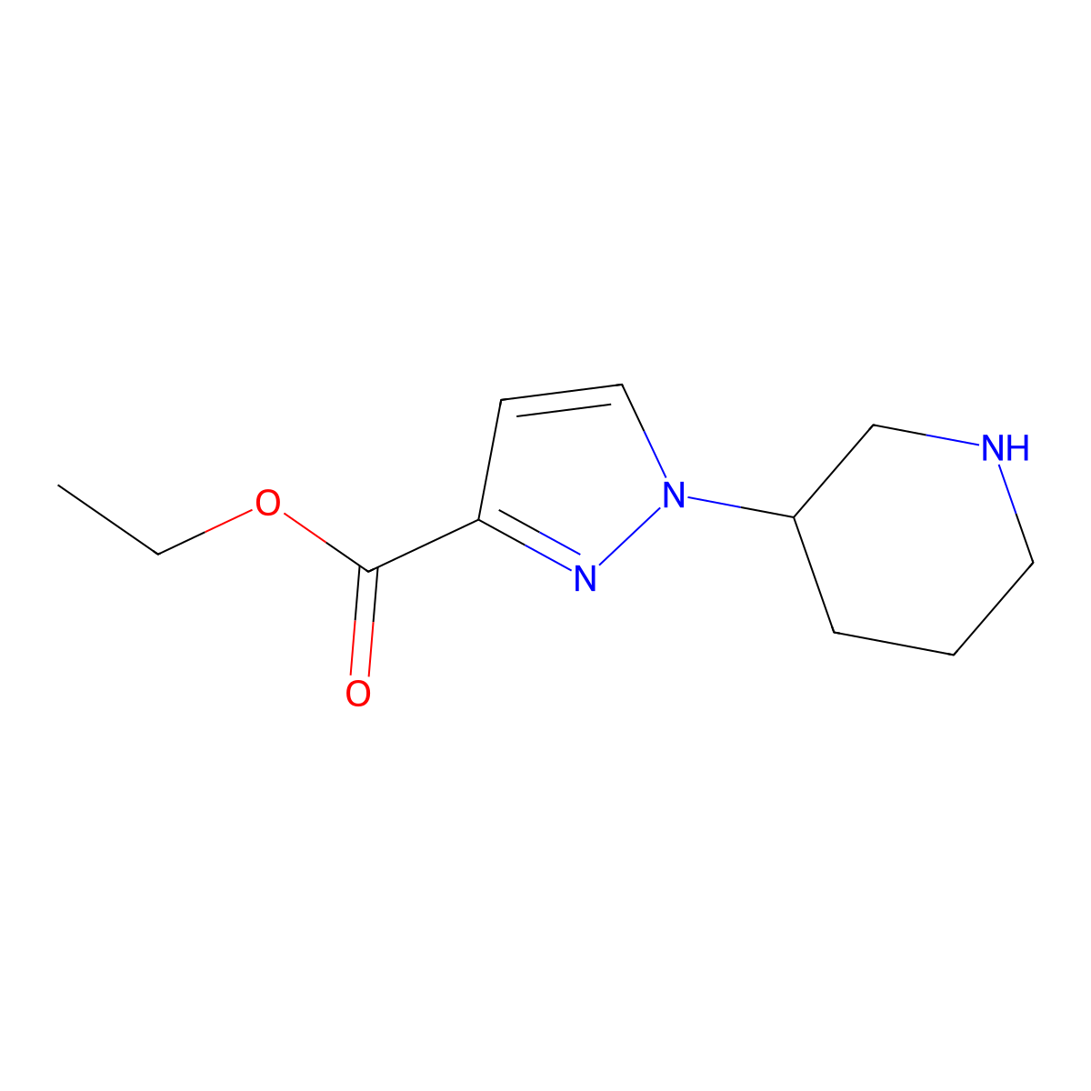 ethyl 1-(piperidin-3-yl)-1H-pyrazole-3-carboxylate molecular structure, CAS 2248299-48-9