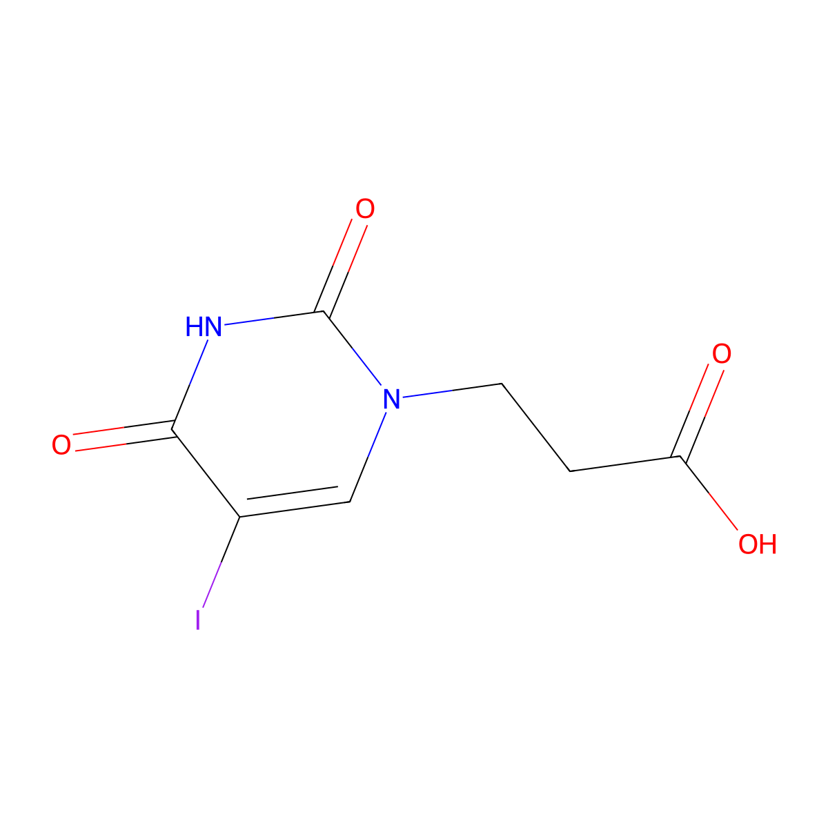 3-(5-iodo-2,4-dioxo-3,4-dihydropyrimidin-1(2H)-yl)propanoic acid molecular structure, CAS 22483-98-3