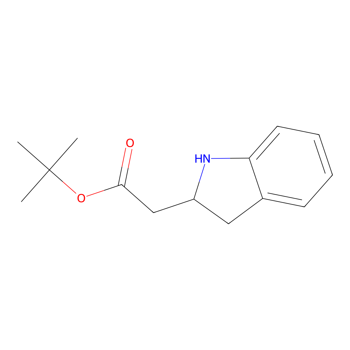 Tert-butyl 2-(2,3-dihydro-1H-indol-2-yl)acetate molecular structure, CAS 2248300-01-6