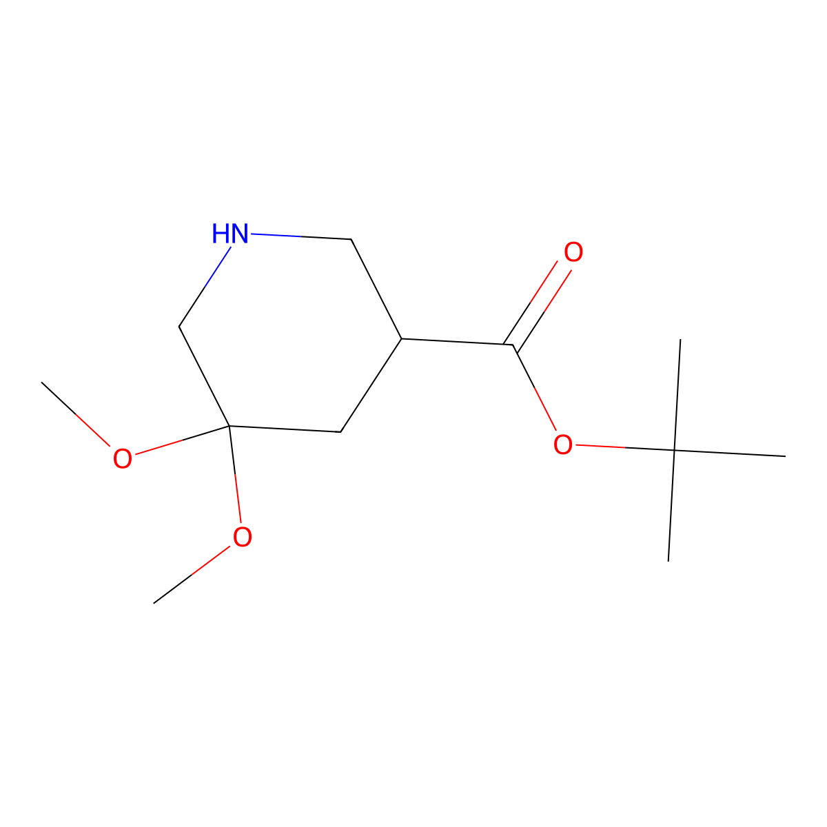 Tert-butyl 5,5-dimethoxypiperidine-3-carboxylate molecular structure, CAS 2248300-24-3