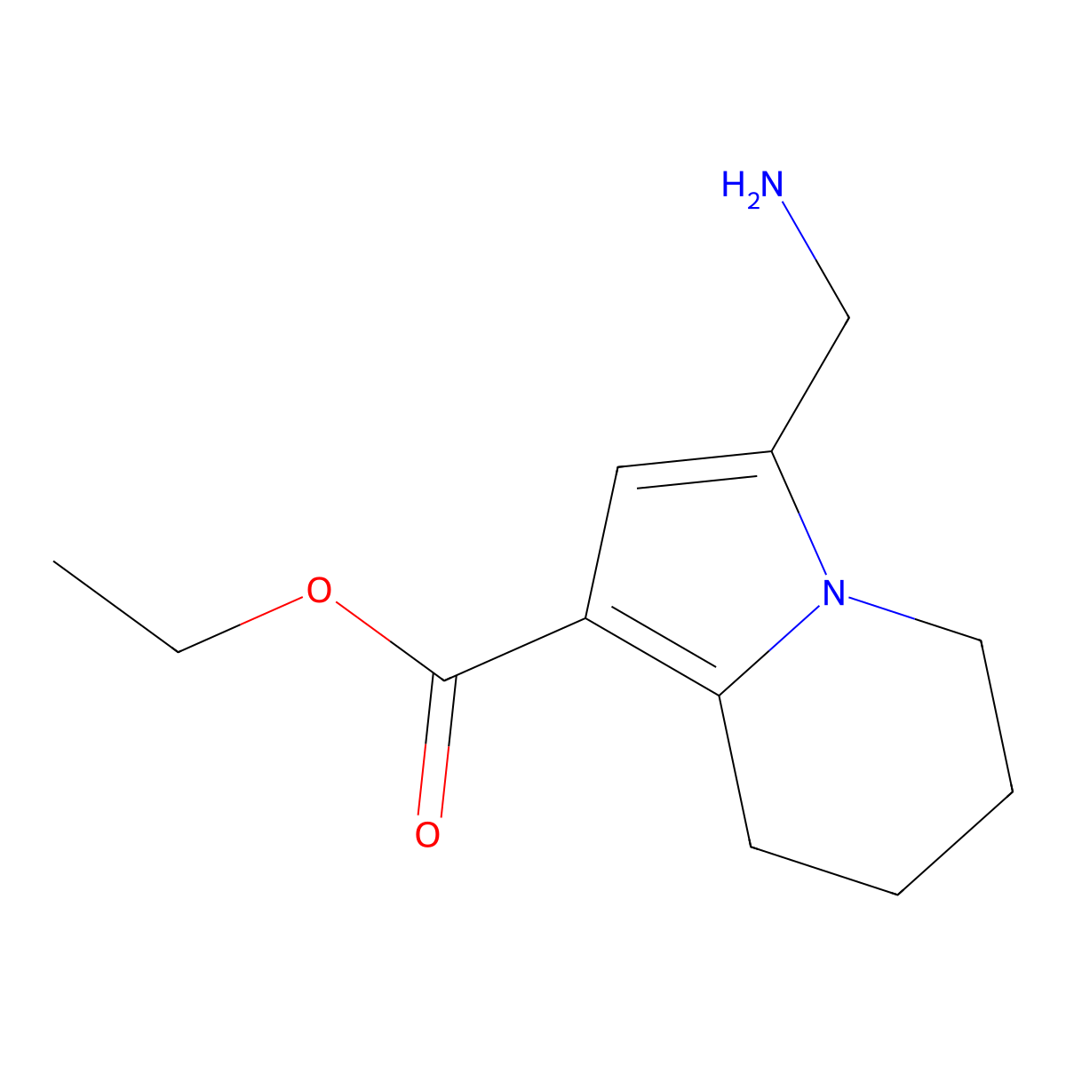 Ethyl 3-(aminomethyl)-5,6,7,8-tetrahydroindolizine-1-carboxylate molecular structure, CAS 2248300-67-4