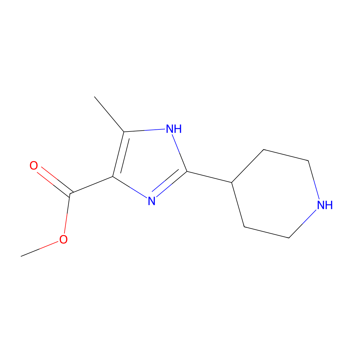 methyl 4-methyl-2-(piperidin-4-yl)-1H-imidazole-5-carboxylate molecular structure, CAS 2248300-71-0