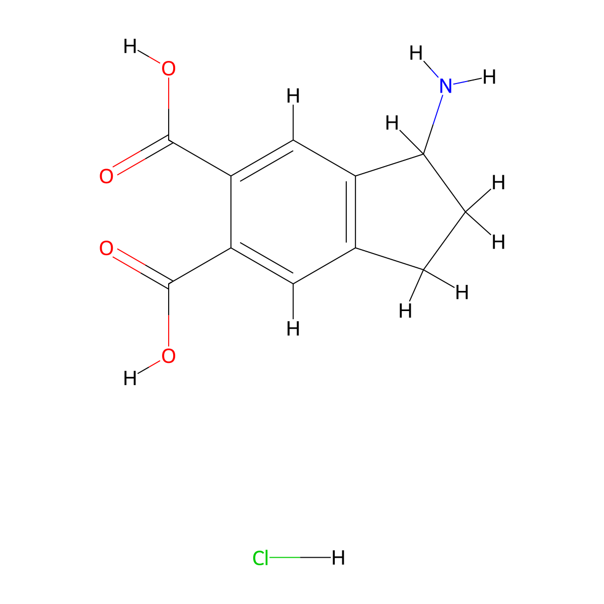 1-amino-2,3-dihydro-1H-indene-5,6-dicarboxylicacidhydrochloride molecular structure, CAS 2248301-35-9