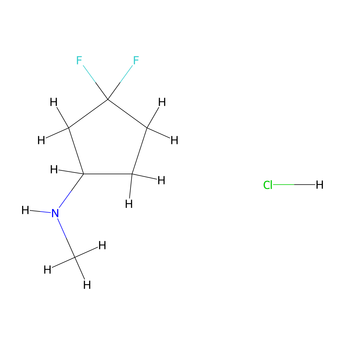 3,3-difluoro-N-methylcyclopentan-1-amine hydrochloride molecular structure, CAS 2248301-55-3
