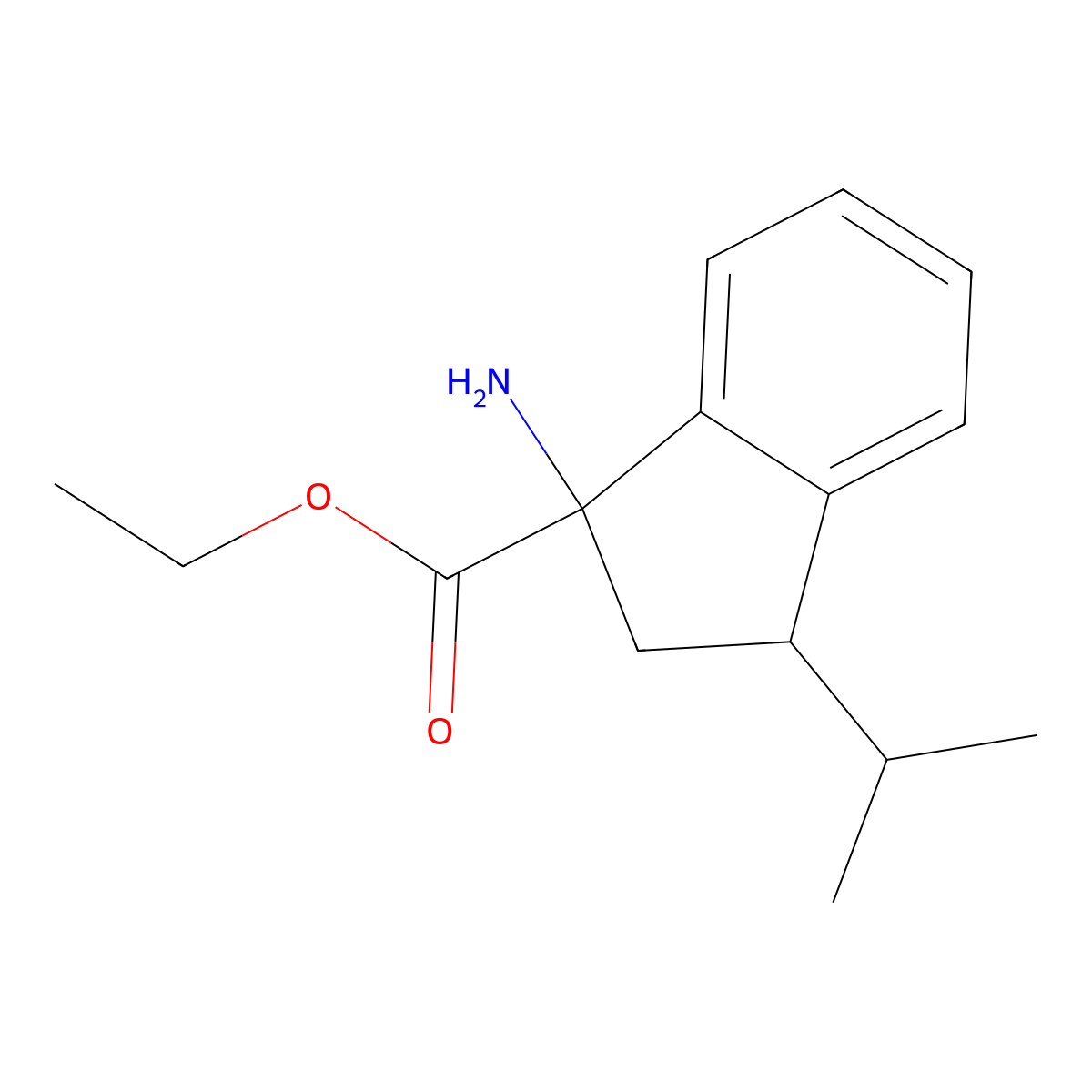 ethyl 1-amino-3-(propan-2-yl)-2,3-dihydro-1H-indene-1-carboxylate molecular structure, CAS 2248302-91-0