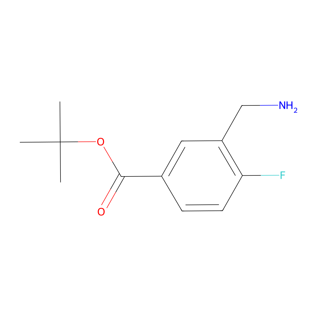 Tert-butyl 3-(aminomethyl)-4-fluorobenzoate molecular structure, CAS 2248303-22-0