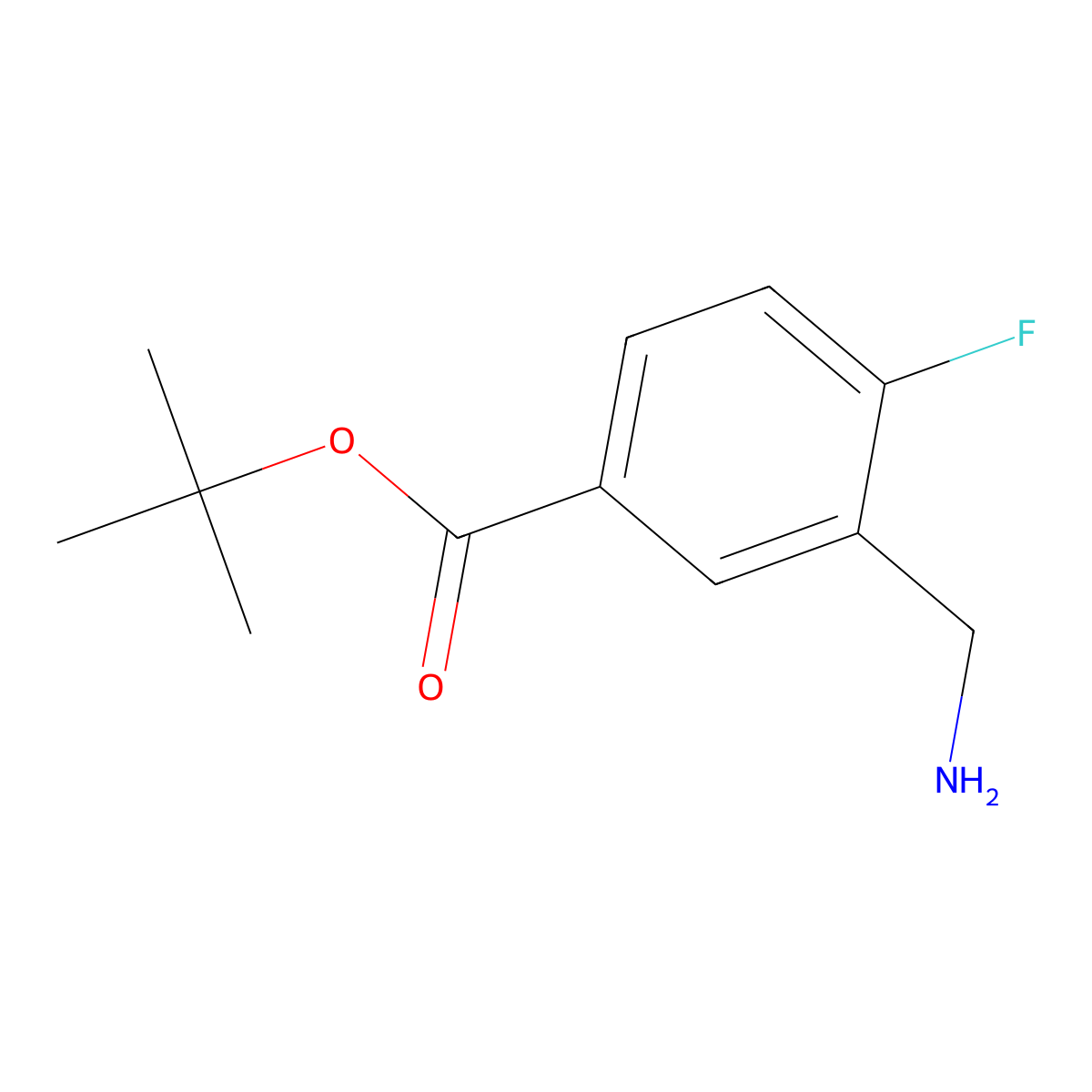 Tert-butyl 3-(aminomethyl)-4-fluorobenzoate molecular structure, CAS 2248303-22-0