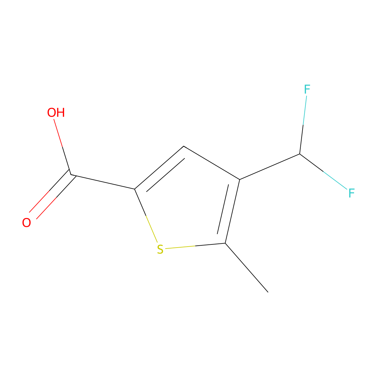 4-(Difluoromethyl)-5-methylthiophene-2-carboxylic acid molecular structure, CAS 2248303-31-1